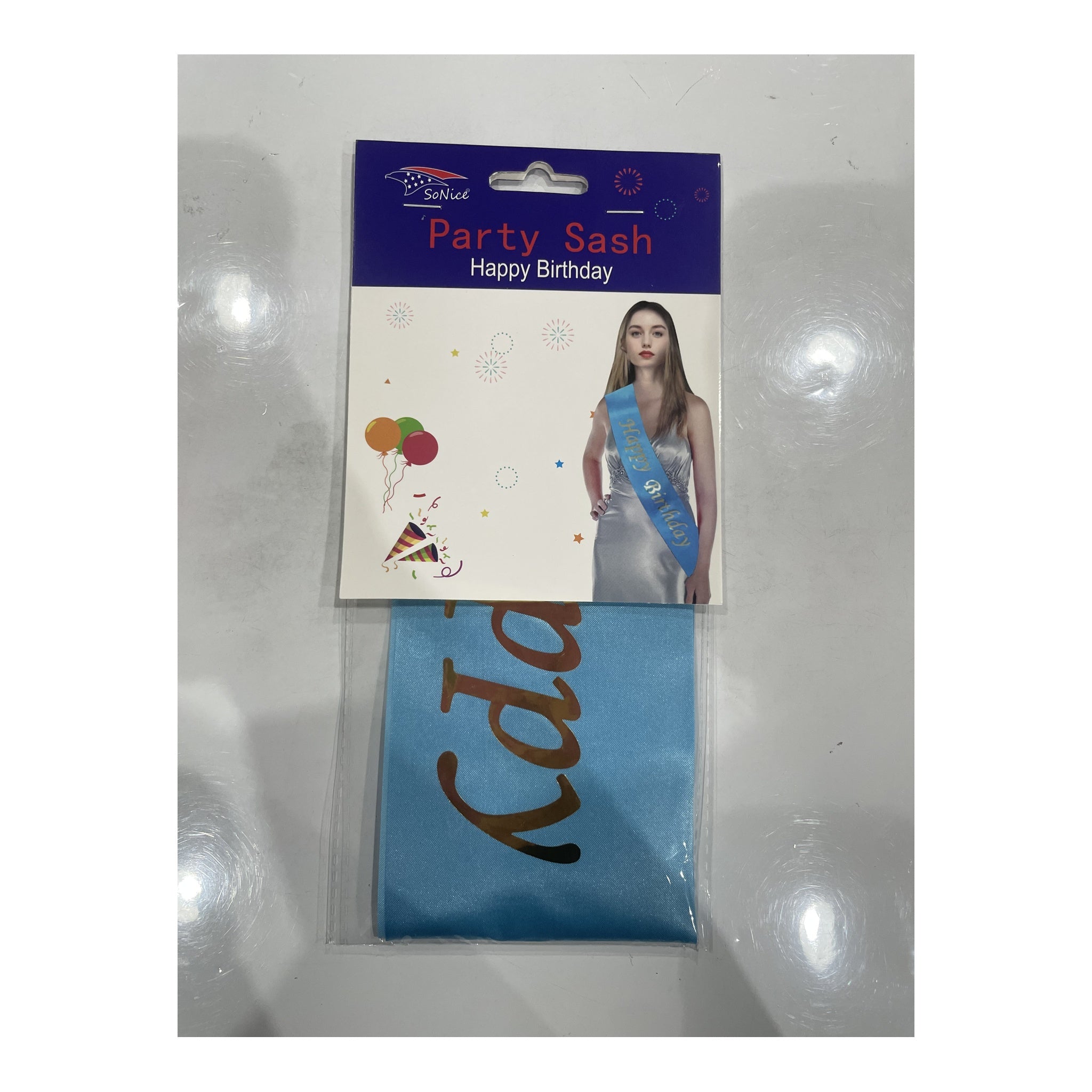 Party Sash Happy Birthday Light Blue